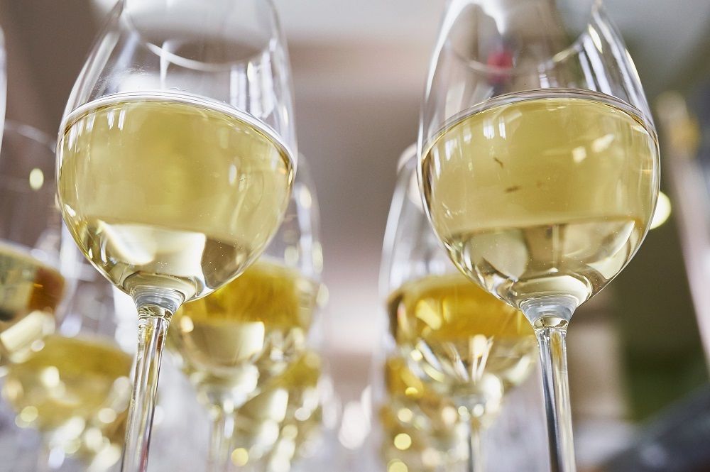 Белое вино в бокалах